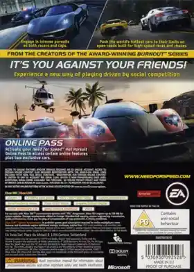 Need For Speed Hot Pursuit (USA) box cover back